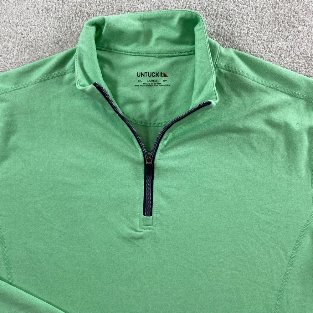 UNTUCKit Quarter Zip Pullover Mens Large Green Long Sleeve Performance